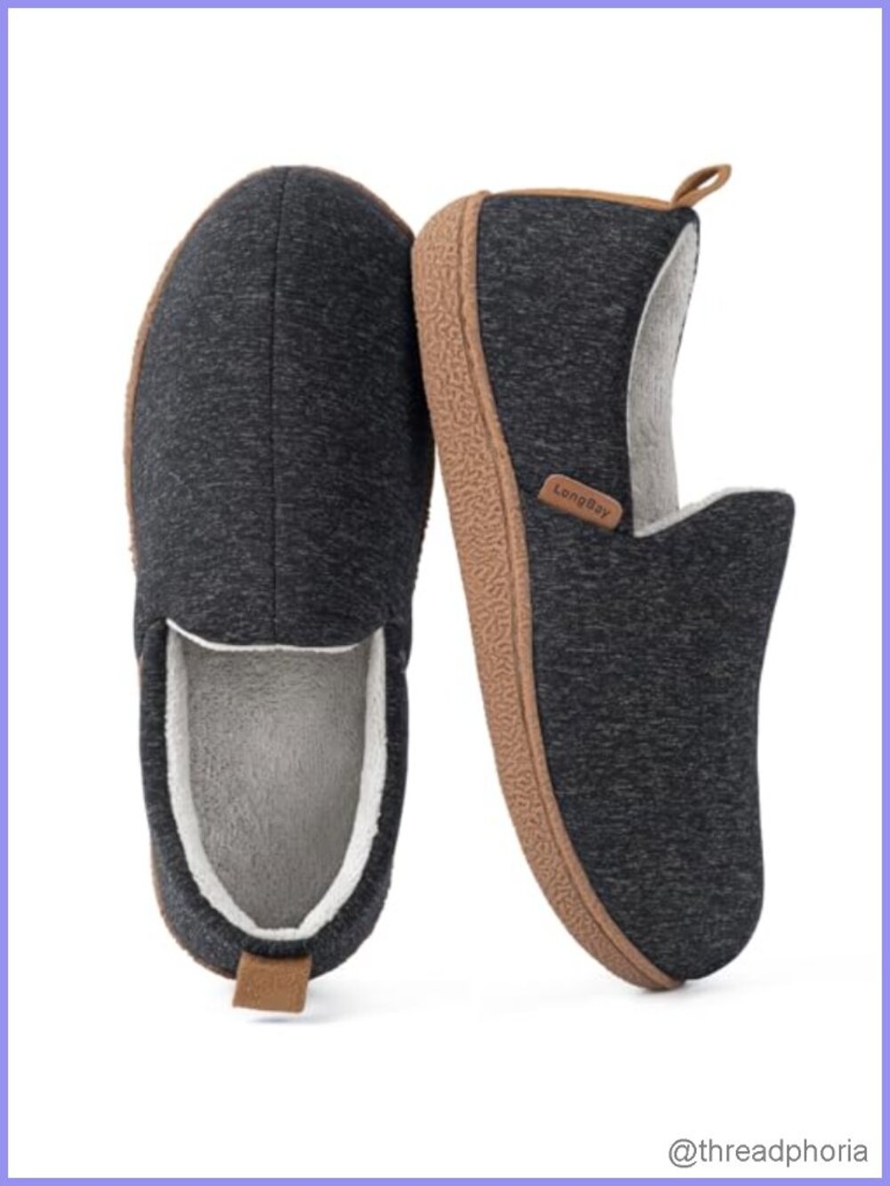 Memory Foam Slippers Cozy House Shoes with TPR Rubber Sole